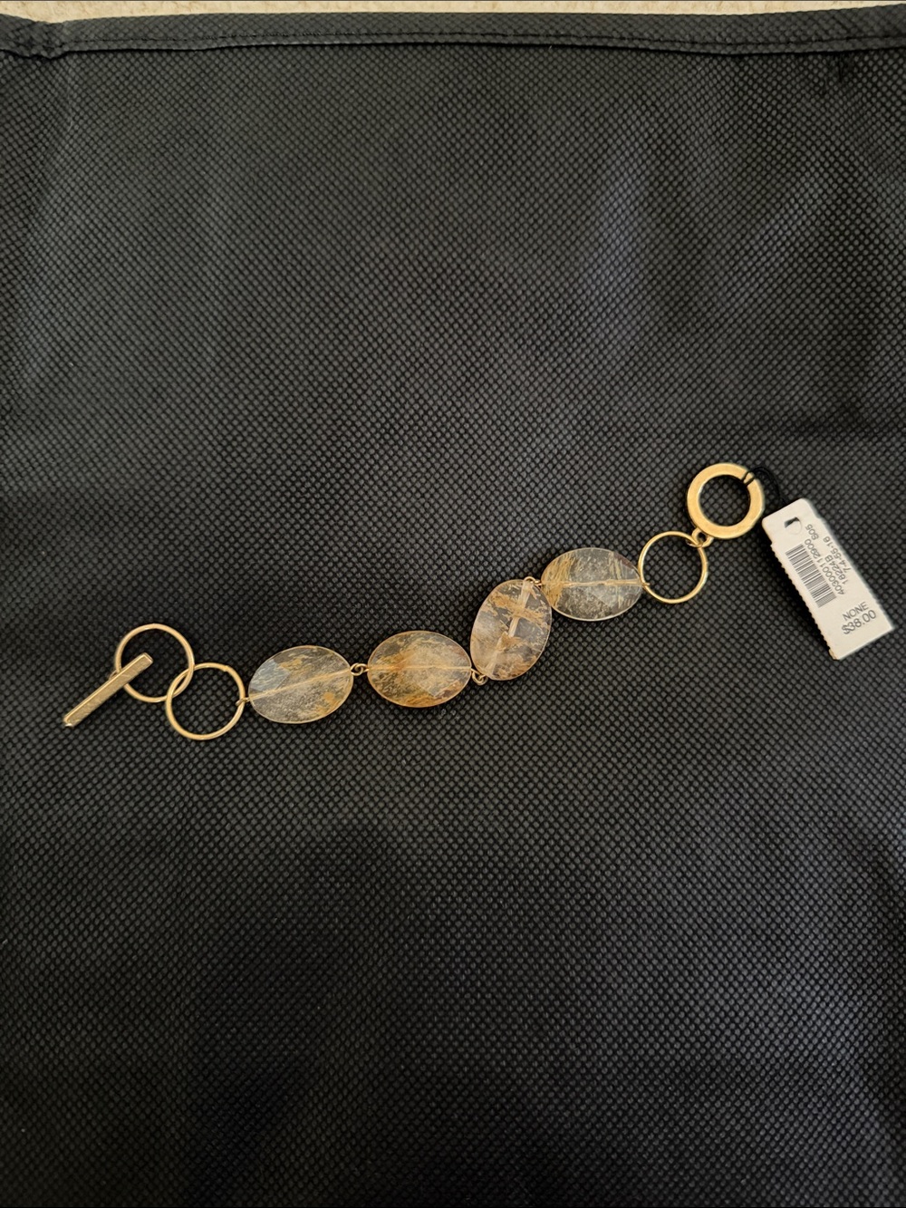 Gold-Tone Oval Stone Link Bracelet - Women Jewelry